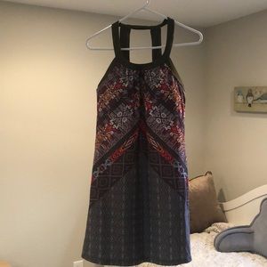 Prana dress, size Small, olive green w/ print